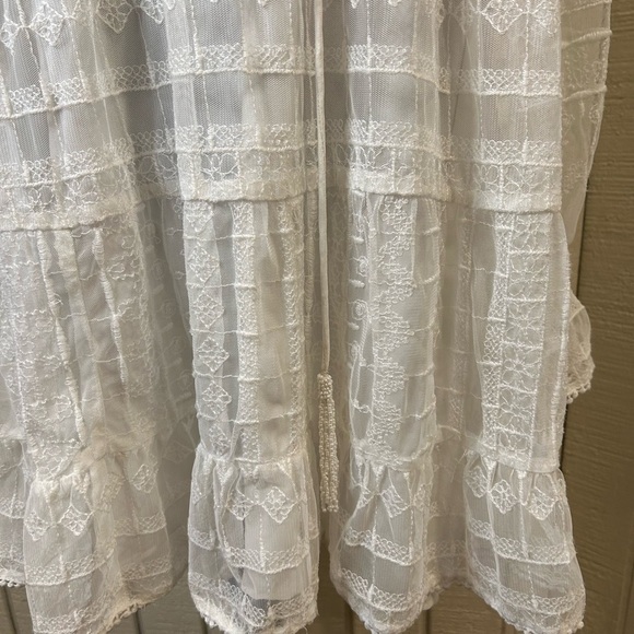 Zara White Embroidered Baby Doll Mini Dress, size Medium. - Picture 2 of 7